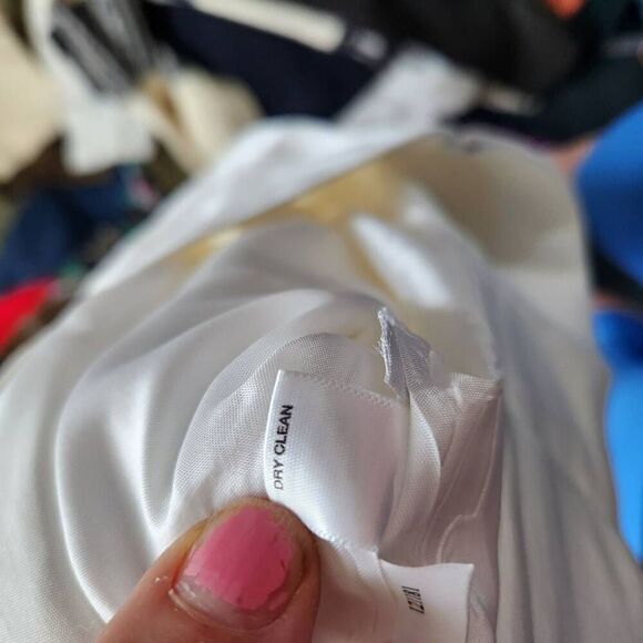 Ann Taylor LOFT Womens White Wide Leg High Waist Lined Linen Pants Size 8P - Picture 15 of 15